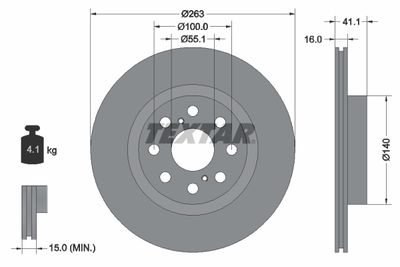 Тормозной диск TEXTAR 92149700 для TOYOTA MR2