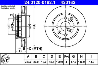 Тормозной диск ATE 24.0120-0162.1 для KIA SEPHIA