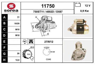 Стартер EAI 11750 для MITSUBISHI SPACE
