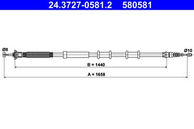 Тросик, cтояночный тормоз ATE 24.3727-0581.2 для ALFA ROMEO MITO