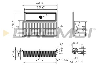 Воздушный фильтр BREMSI FA1065 для FIAT DOBLO