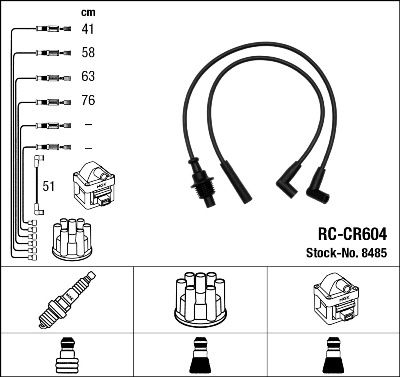 Комплект проводов зажигания NGK 8485 для PEUGEOT 405