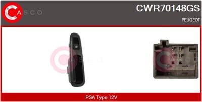 Выключатель, стеклолодъемник CASCO CWR70148GS для PEUGEOT 3008