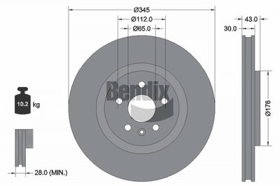 спирачен диск BENDIX Braking BDS2371