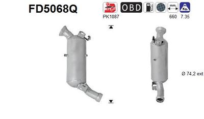 Filtr sadzy / filtr cząstek stałych, układ wydechowy AS FD5068Q