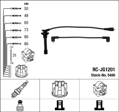 Комплект проводов зажигания NGK 5406 для JAGUAR XJ