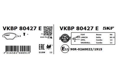 Brake Pad Set, disc brake VKBP 80427 E