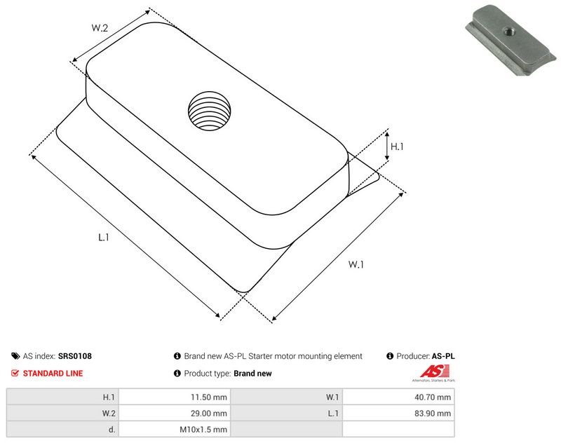 AS-PL SRS0108 Repair Kit, starter