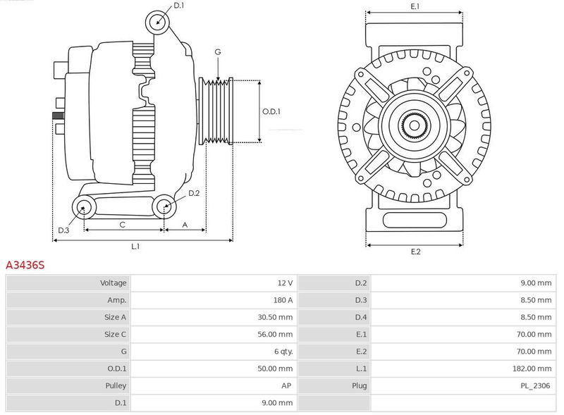 Генератор, Auto Starter A3436S