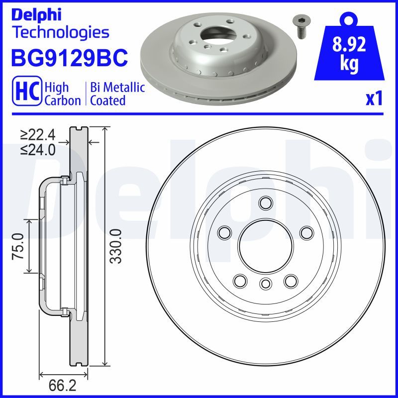 Гальмівний диск, Delphi BG9129BC