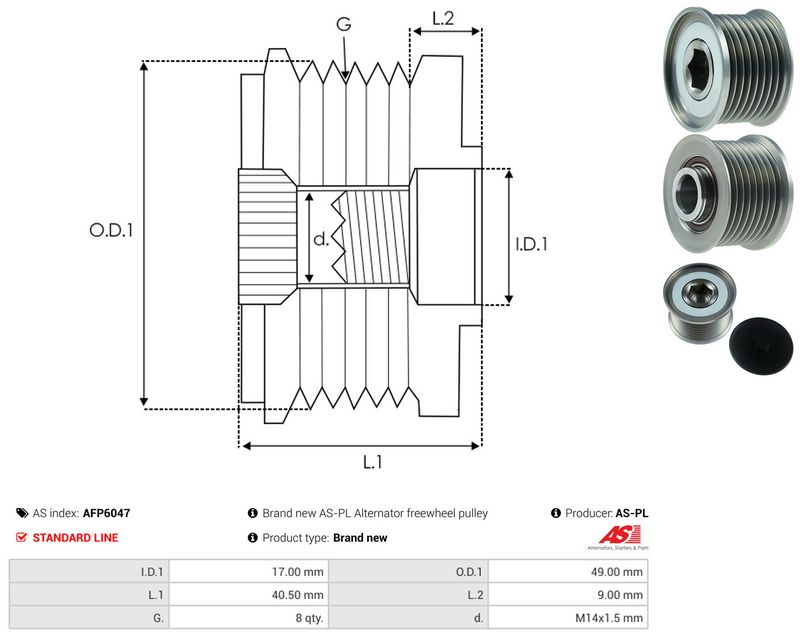 AS-PL AFP6047 Alternator Freewheel Clutch