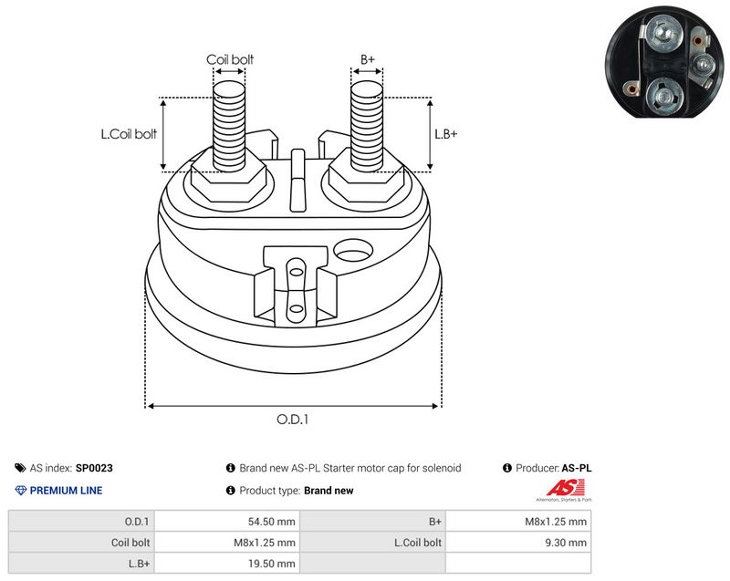 AS-PL SP0023 Cap, starter relay