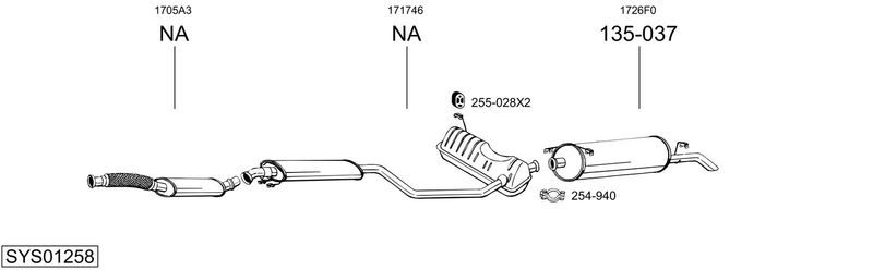 BOSAL kipufogórendszer SYS01258