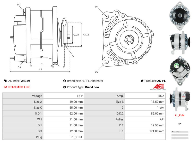 AS-PL A4039 Alternator