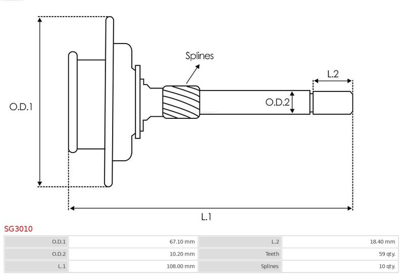 Коронна шестірня, планетарна передача (стартер), Auto Starter SG3010