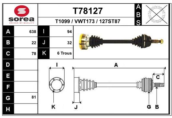 EAI hajtótengely T78127