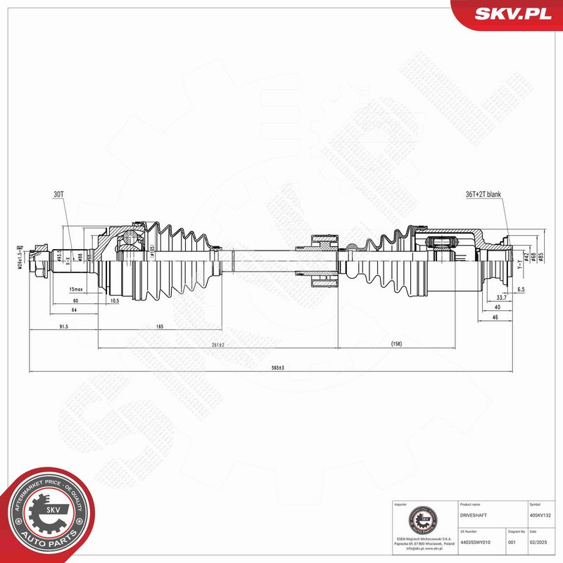 ESEN SKV 40SKV132 Drive Shaft