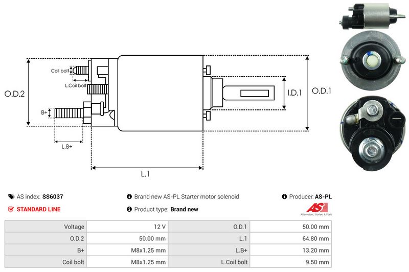 AS-PL SS6037 Solenoid Switch, starter