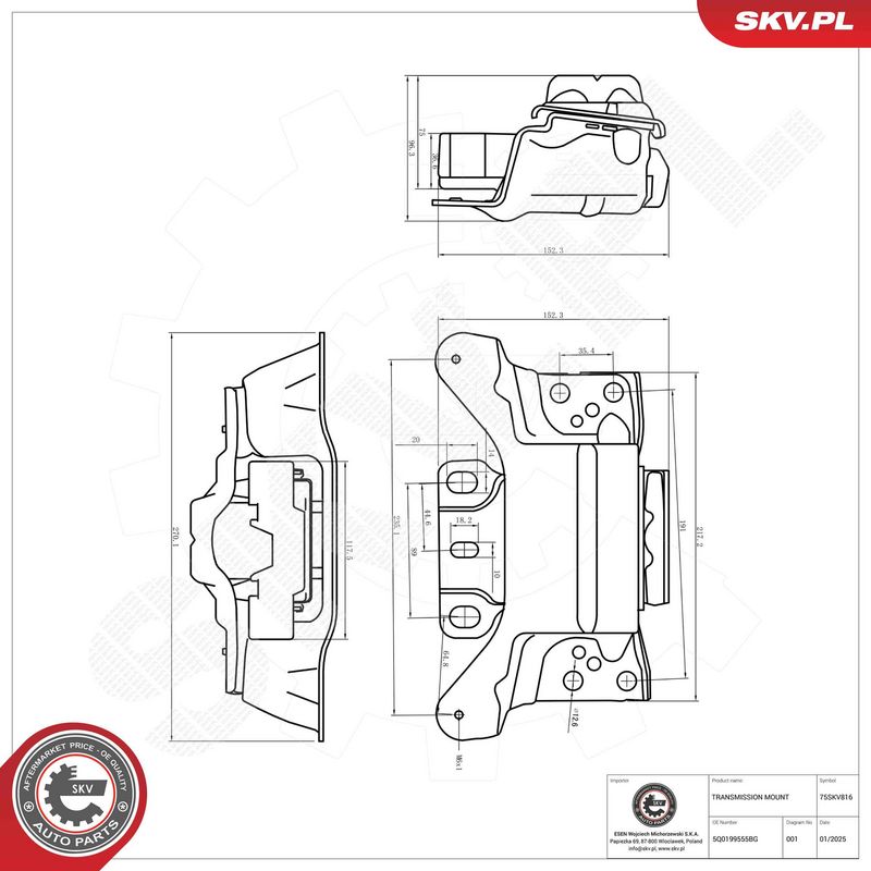 Kinnitus, automaatkäigukast, ESEN SKV 75SKV816