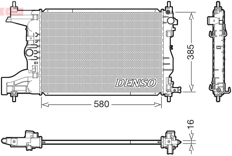 Радіатор, система охолодження двигуна, Denso DRM15017