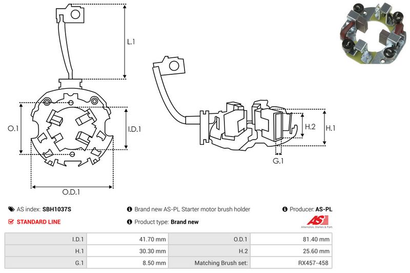 AS-PL SBH1037S Holder, carbon brushes