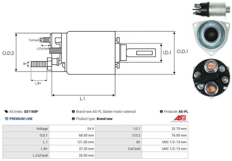 AS-PL SS1160P Solenoid Switch, starter