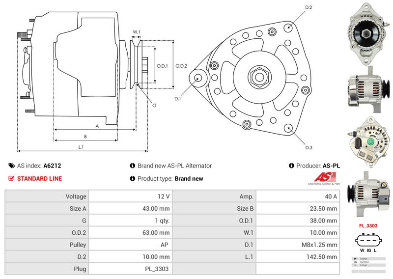 AS-PL A6212 Alternator