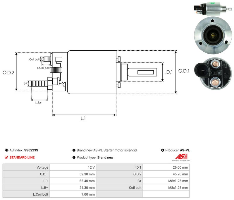 AS-PL SS0223S Solenoid Switch, starter