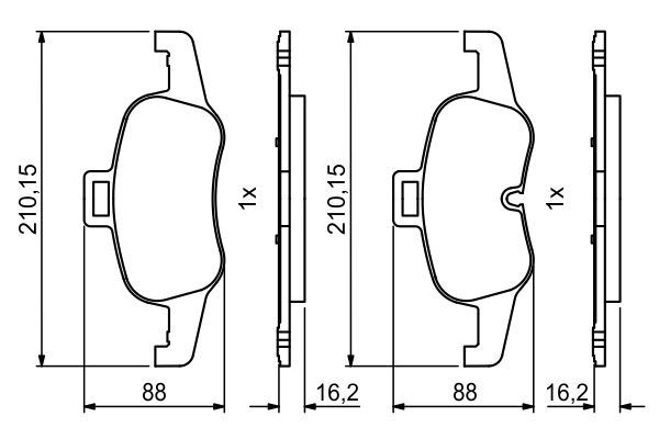 Комплект гальмівних накладок, дискове гальмо, Bosch 0986494820