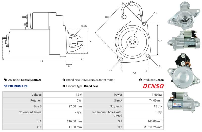 AS-PL S6247(DENSO) Starter