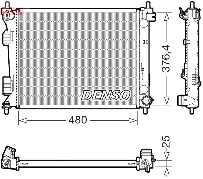 Радіатор, система охолодження двигуна, Denso DRM41037