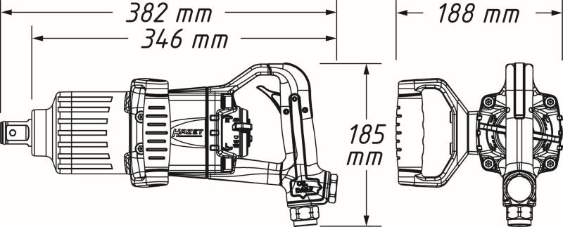 HAZET 9014PS-1 Impact Wrench (compressed air)