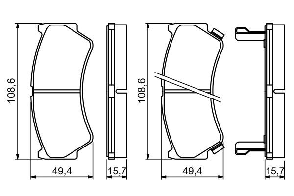 Комплект гальмівних накладок, дискове гальмо, Bosch 0986494234