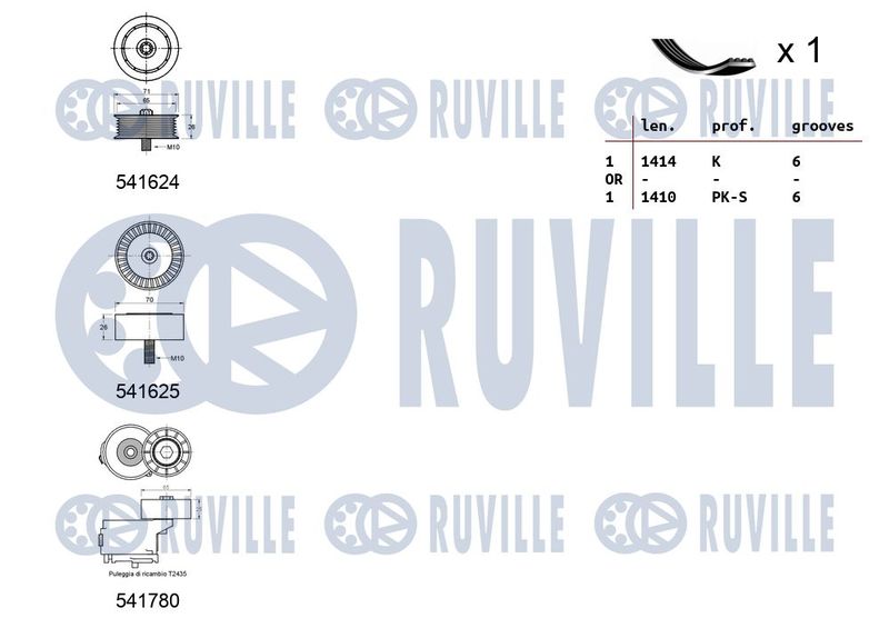 Комплект поліклинових ременів, Ruville 570168