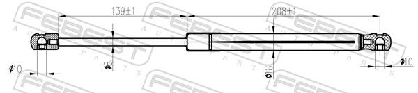 FEBEST 12117-017 Gas Spring, bonnet