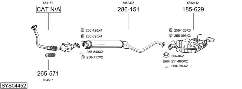 BOSAL kipufogórendszer SYS04452