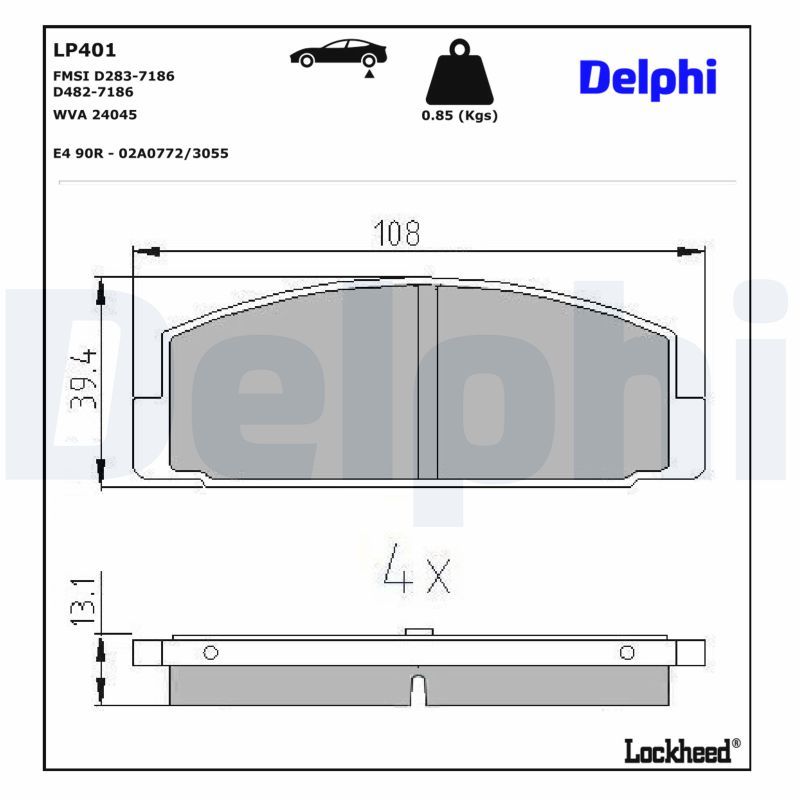 Piduriklotsi komplekt, ketaspidur, DELPHI LP401