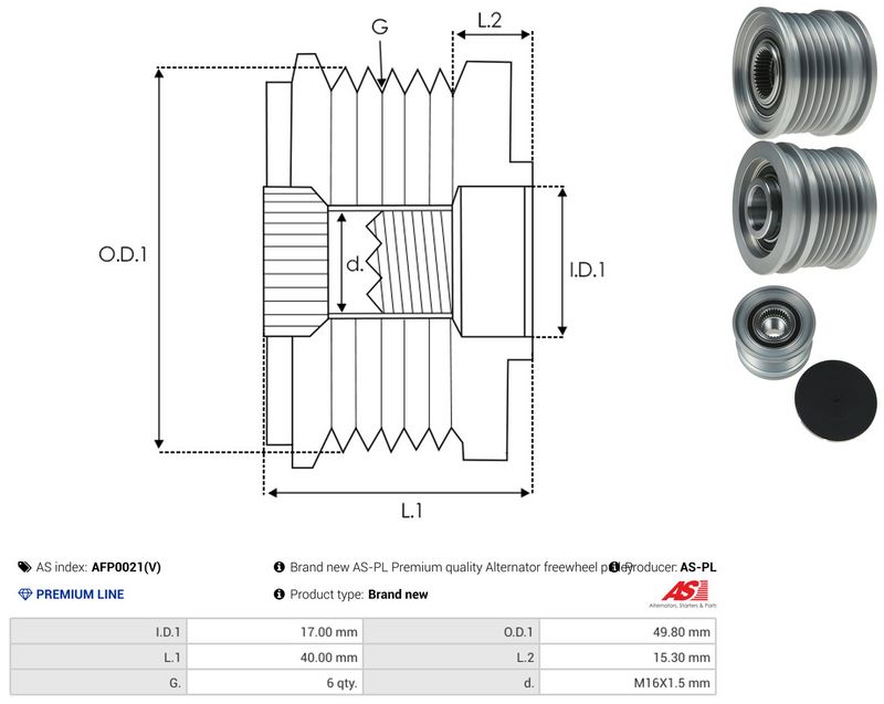 AS-PL AFP0021(V) Alternator Freewheel Clutch