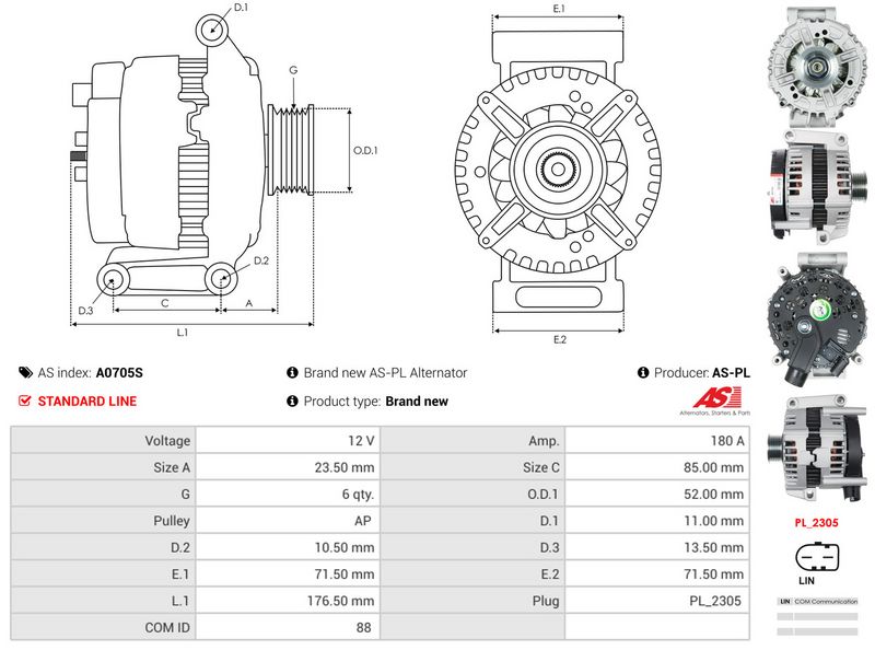 AS-PL A0705S Alternator