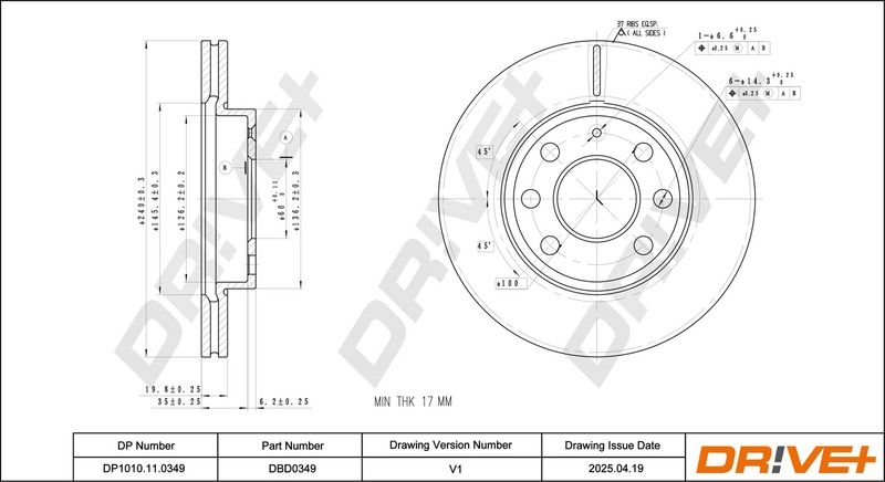 Disc frana DP1010.11.0349 Dr!ve+