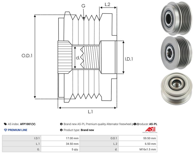 AS-PL AFP1001(V) Alternator Freewheel Clutch