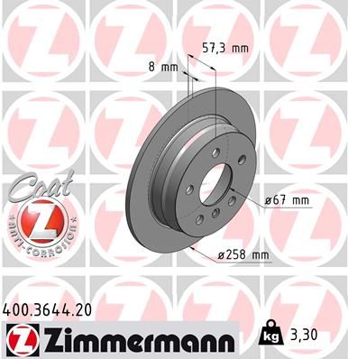 Гальмівний диск, Zimmermann 400.3644.20