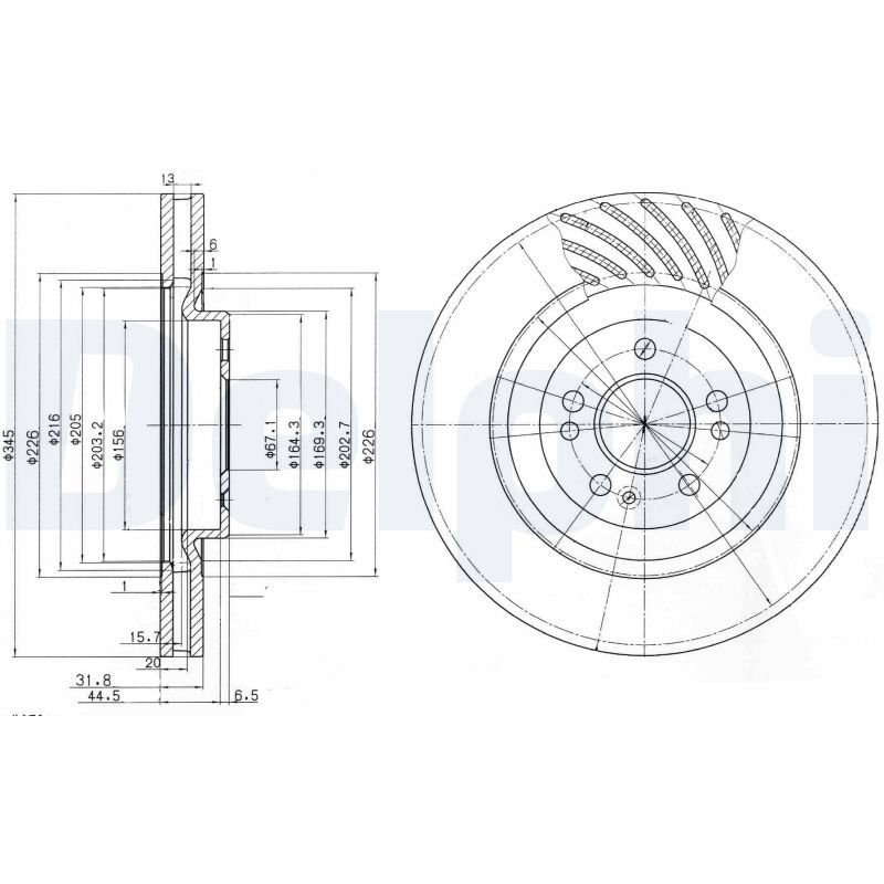 DELPHI Mercedess тормозной диск передний W163 98-