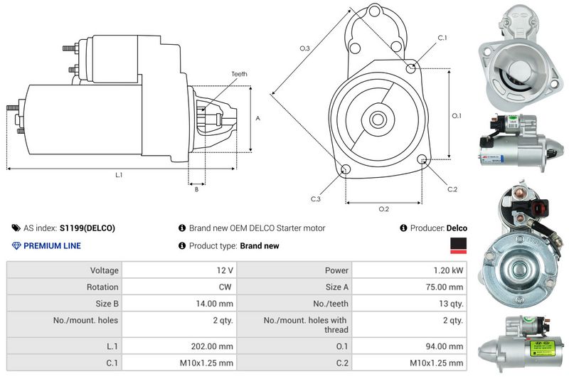 AS-PL S1199(DELCO) Starter