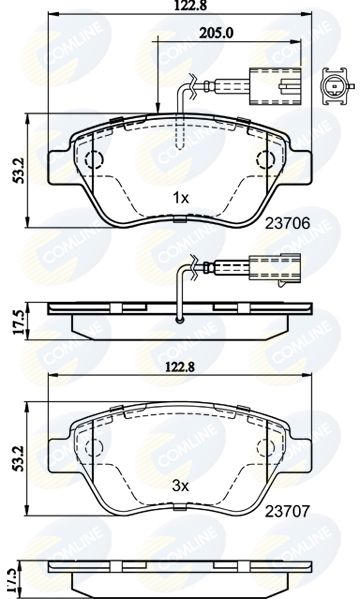 Комплект гальмівних накладок, дискове гальмо, Comline CBP11037