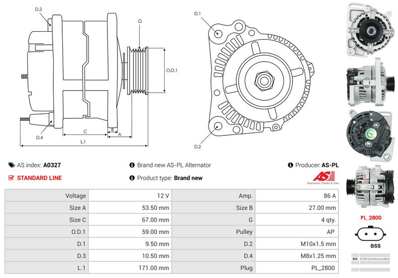 AS-PL A0327 Alternator