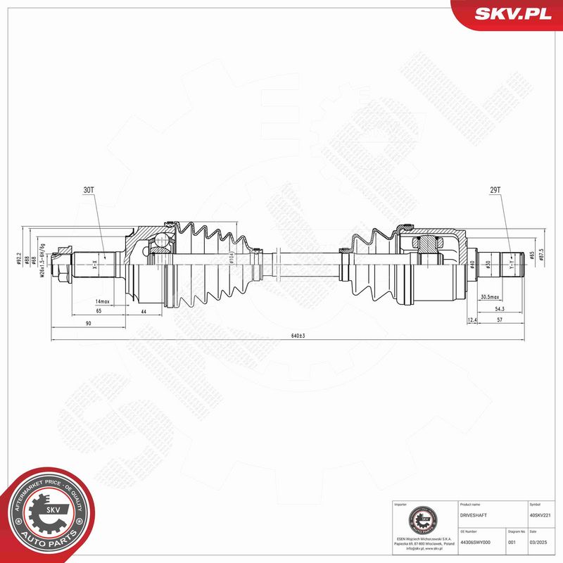 ESEN SKV 40SKV221 Drive Shaft
