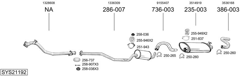 BOSAL kipufogórendszer SYS21192