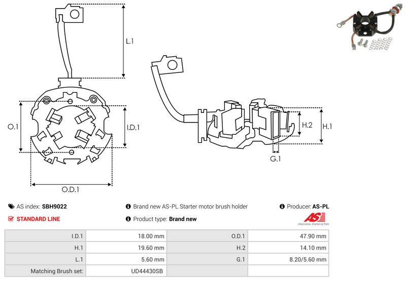 Kinnitus, süsinikuharjad, AS-PL SBH9022