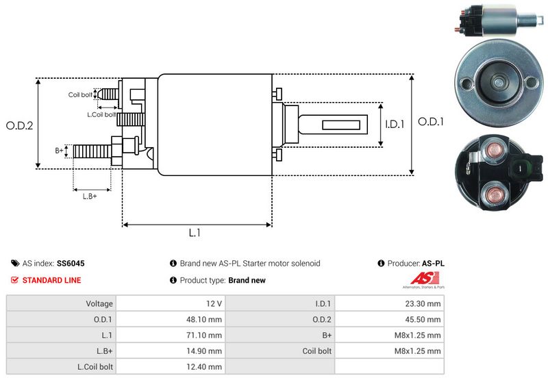 AS-PL SS6045 Solenoid Switch, starter